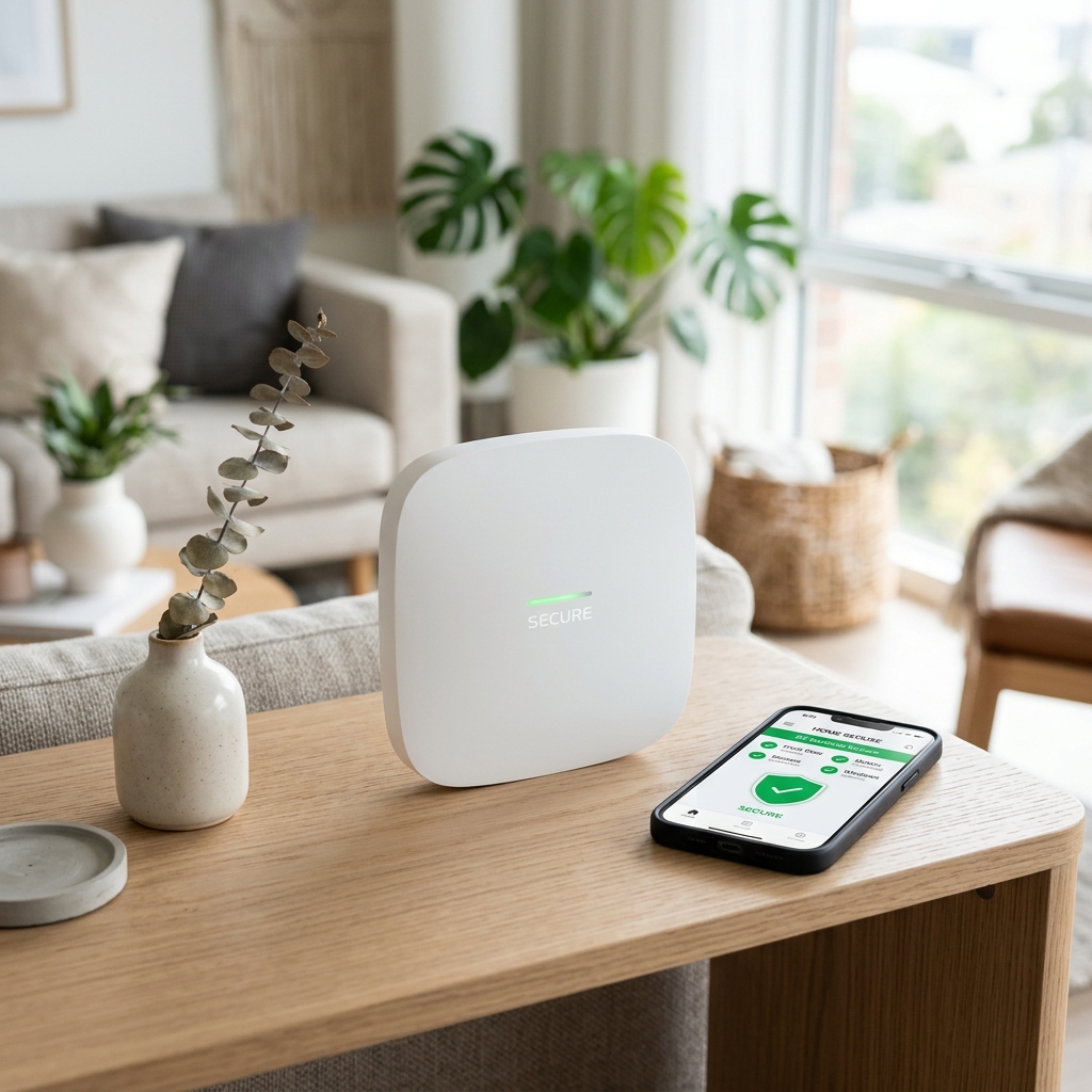 Hub alarme sans fil dans un intérieur moderne